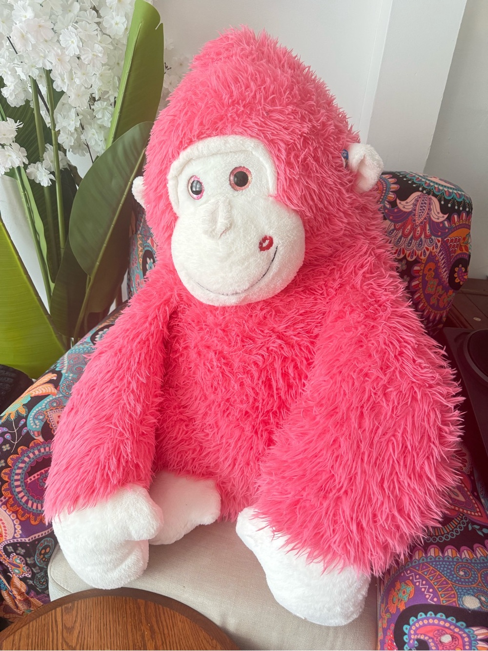Pink Plush Gorilla Stuffed Animal - Soft Cuddly Kids Toy